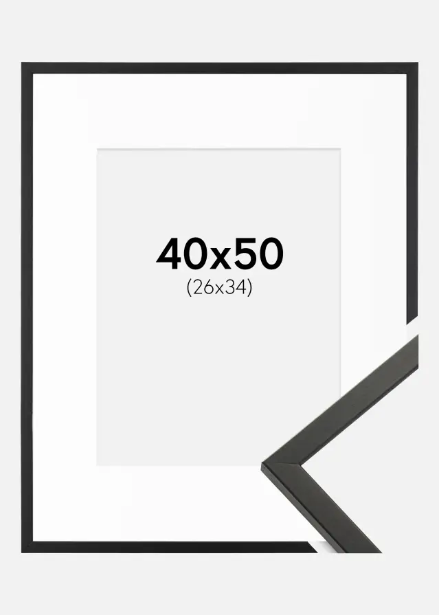 Ram med passepartou Frame Galant Black 40x50 cm - Picture Mount White 27x35 cm