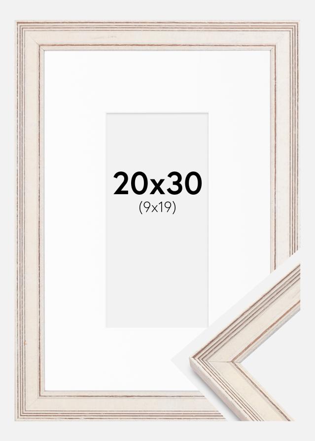 Ram med passepartou Frame Shabby Chic White 20X30 cm - Picture Mount White 10x20 cm
