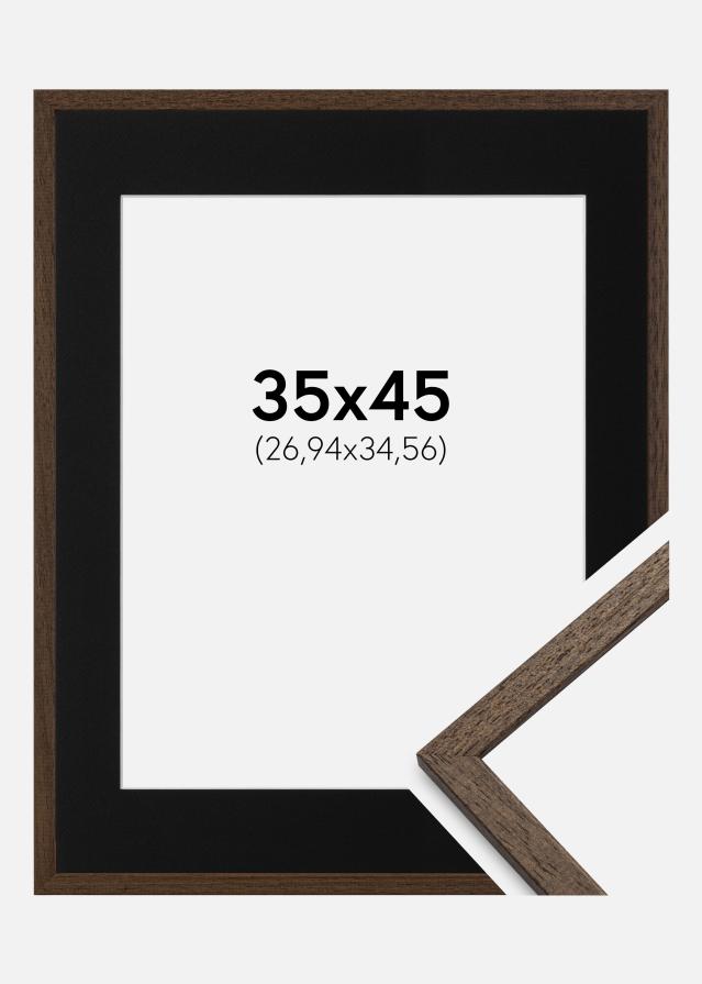 Ram med passepartou Frame Edsbyn Walnut 35x45 cm - Picture Mount Black 11x14 inches