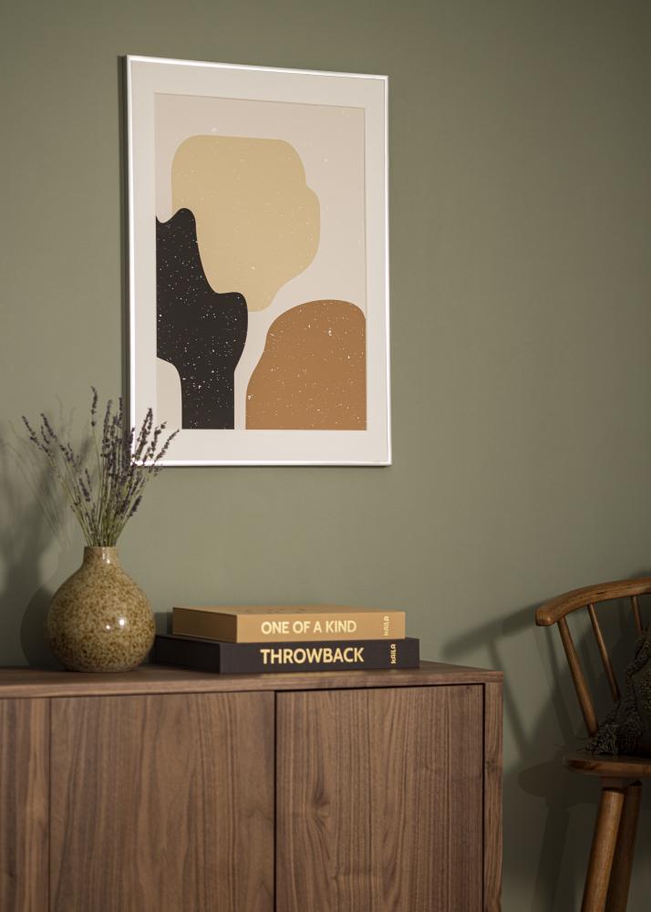 Ram med passepartou Frame Poster Frame Aluminium Silver 70x100 cm - Picture Mount White 60x90 cm