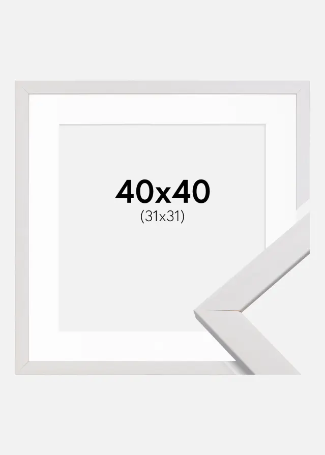 Ram med passepartou Frame Stilren White 40x40 cm - Picture Mount White 32x32 cm