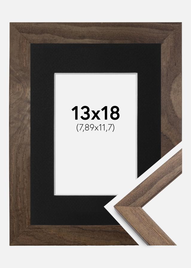 Ram med passepartou Frame Stilren Walnut 13x18 cm - Picture Mount Black 3.5x5 inches (8.89x12.7 cm)