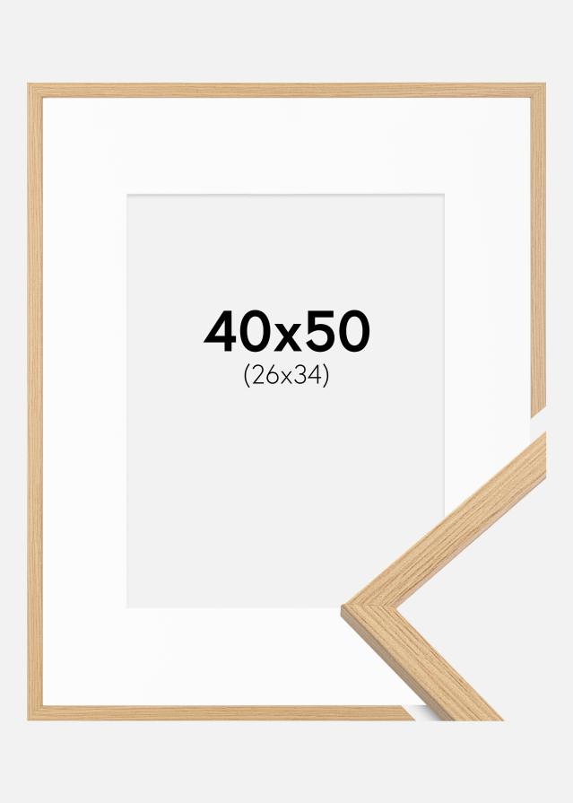 Ram med passepartou Frame Galant Oak 40x50 cm - Picture Mount White 27x35 cm