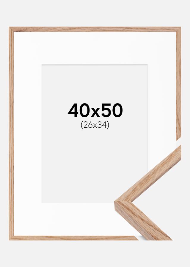 Ram med passepartou Frame E-Line Oak 40x50 cm - Picture Mount White 27x35 cm