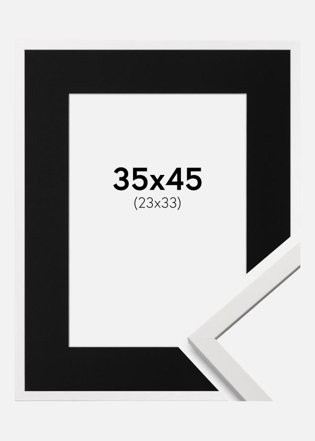 Ram med passepartou Frame Edsbyn White 35x45 cm - Picture Mount Black 24x34 cm