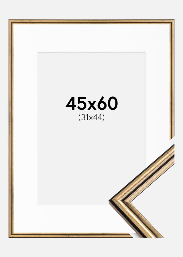 Ram med passepartou Frame Horndal Gold 45x60 cm - Picture Mount White 32x45 cm