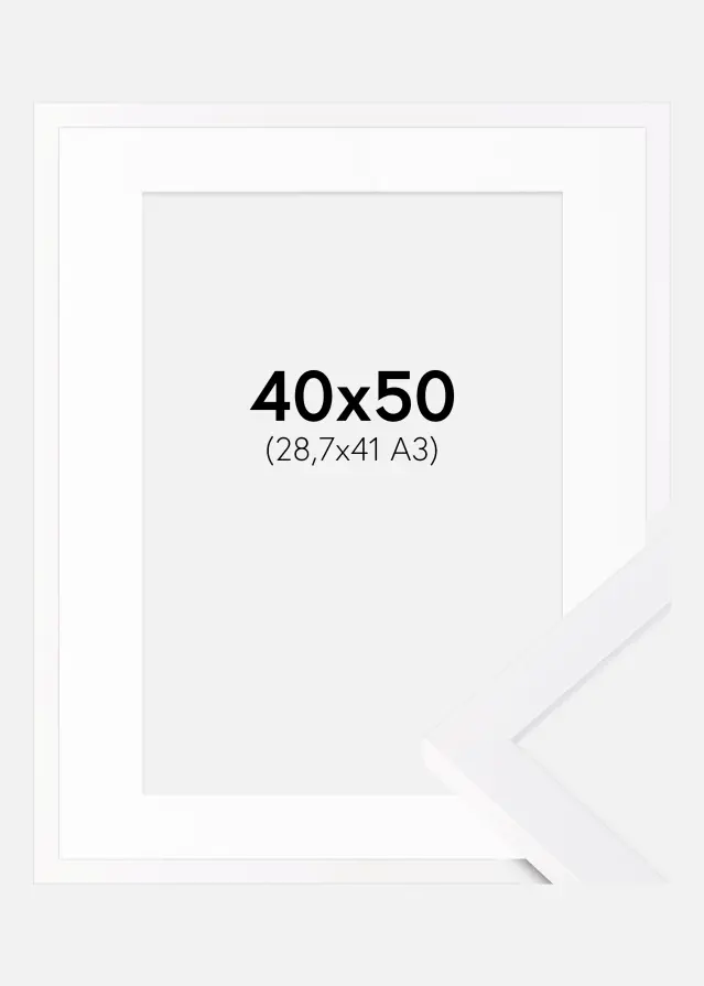 Ram med passepartou Frame Selection White 40x50 cm - Picture Mount White 29.7x42 cm (A3)