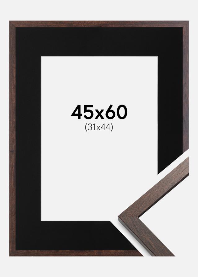 Ram med passepartou Frame Trendy Walnut 45x60 cm - Picture Mount Black 32x45 cm