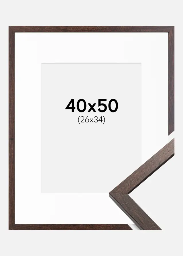 Ram med passepartou Frame Trendy Walnut 40x50 cm - Picture Mount White 27x35 cm