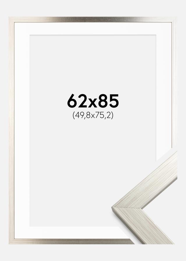 Ram med passepartou Frame Silver Wood 62x85 cm - Picture Mount White 20x30 inches