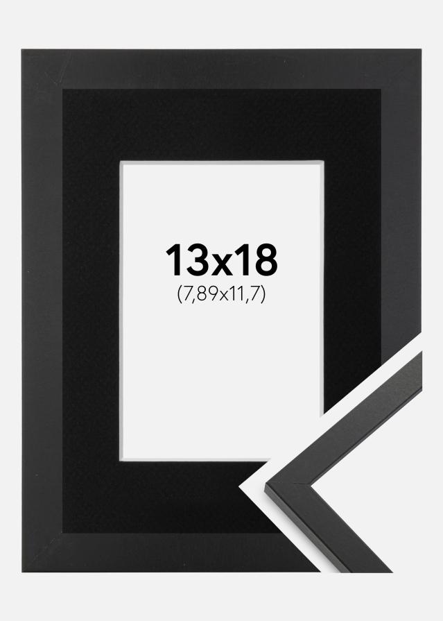Ram med passepartou Frame Trendy Black 13x18 cm - Picture Mount Black 3.5x5 inches