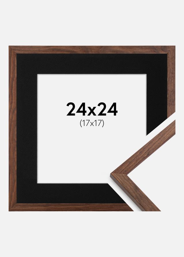 Ram med passepartou Frame Galant Walnut 24x24 cm - Picture Mount Black 18x18 cm