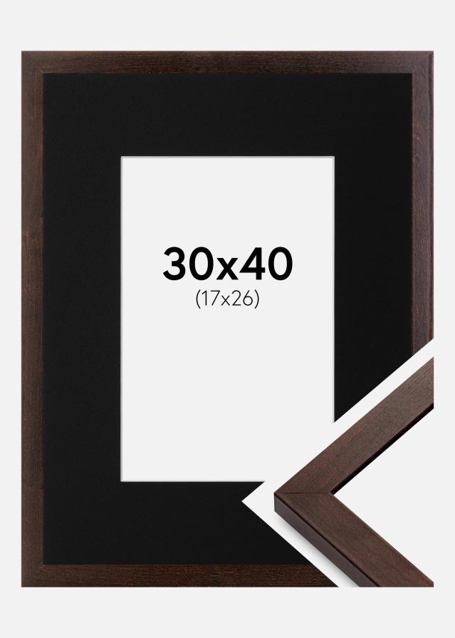 Ram med passepartou Frame Selection Walnut 30x40 cm - Picture Mount Black 18x27 cm