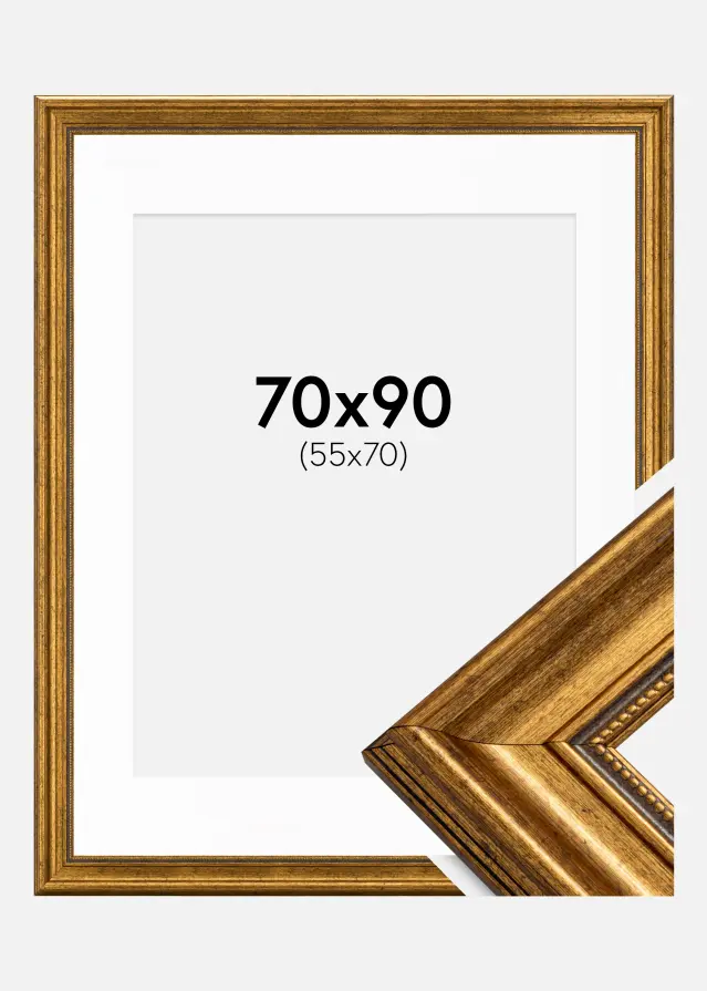 Ram med passepartou Frame Rokoko Gold 70x90 cm - Picture Mount White 56x71 cm