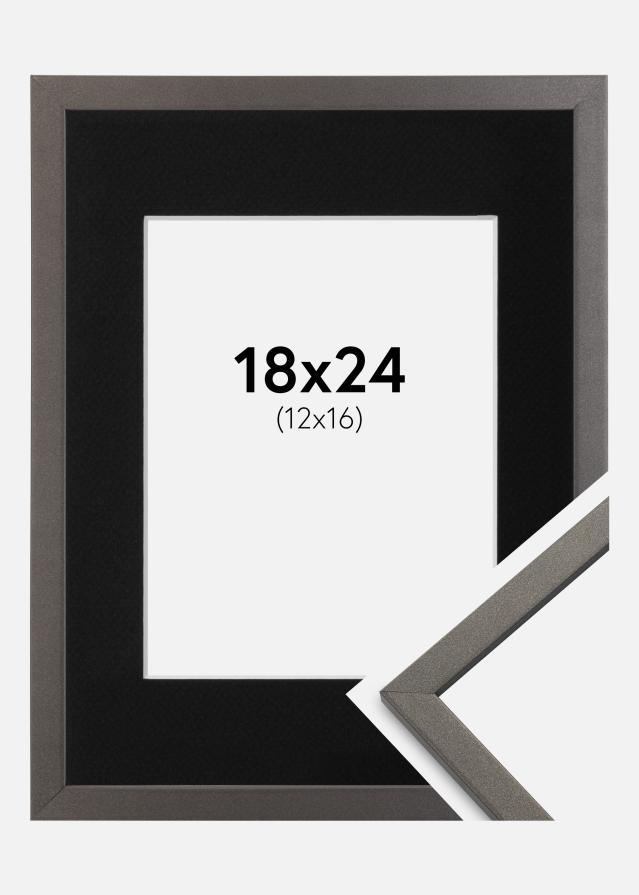 Ram med passepartou Frame Edsbyn Graphite 18x24 cm - Picture Mount Black 13x17 cm
