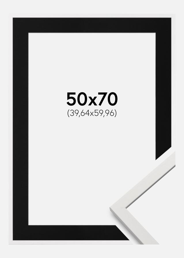 Ram med passepartou Frame Edsbyn White 50x70 cm - Picture Mount Black 16x24 inches (40.64x60.96 cm)