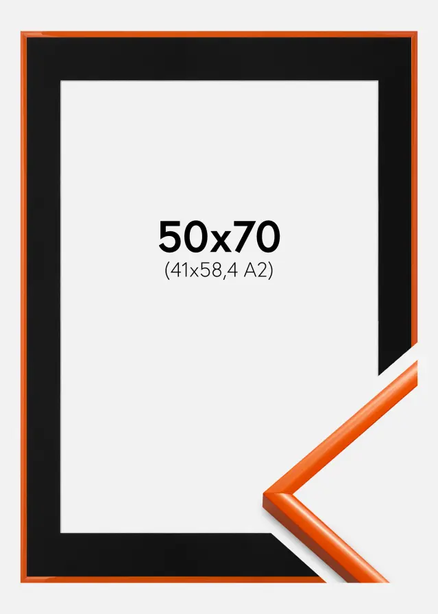 Ram med passepartou Frame New Lifestyle Orange 50x70 cm - Picture Mount Black 42x59.4 cm