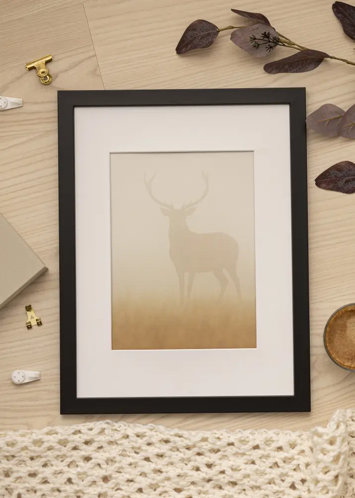 Ram med passepartou Frame Black Wood 45x50 cm - Mounts White 34x41 cm