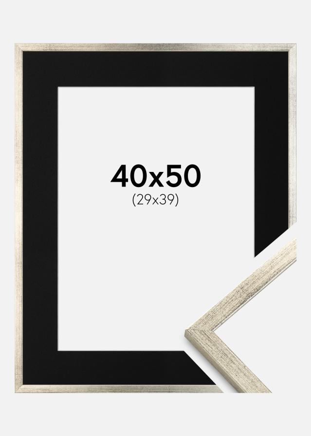 Ram med passepartou Frame Galant Silver 40x50 cm - Picture Mount Black 30x40 cm