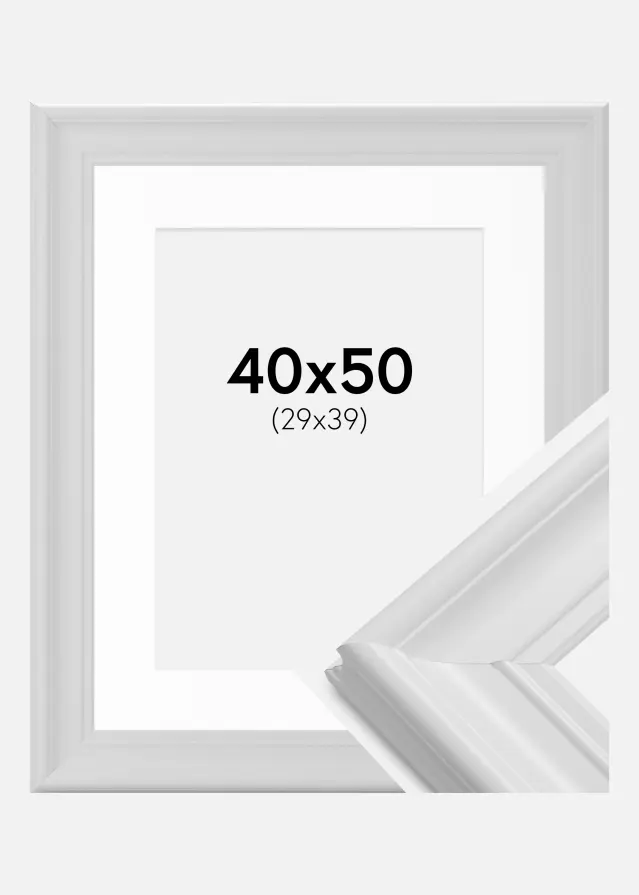Ram med passepartou Frame Mora Premium White 40x50 cm - Picture Mount White 30x40 cm