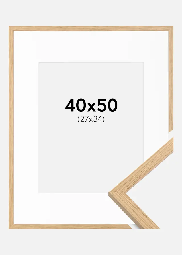 Ram med passepartou Frame Galant Oak 40x50 cm - Picture Mount White 28x35 cm