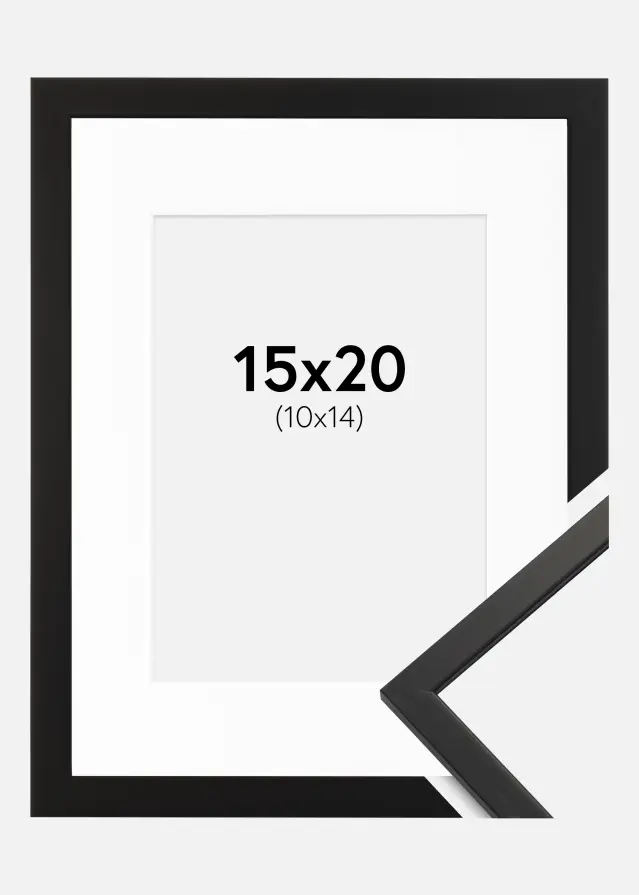 Ram med passepartou Frame Edsbyn Acrylic Glass Black 15x20 cm - Picture Mount White 11x15 cm