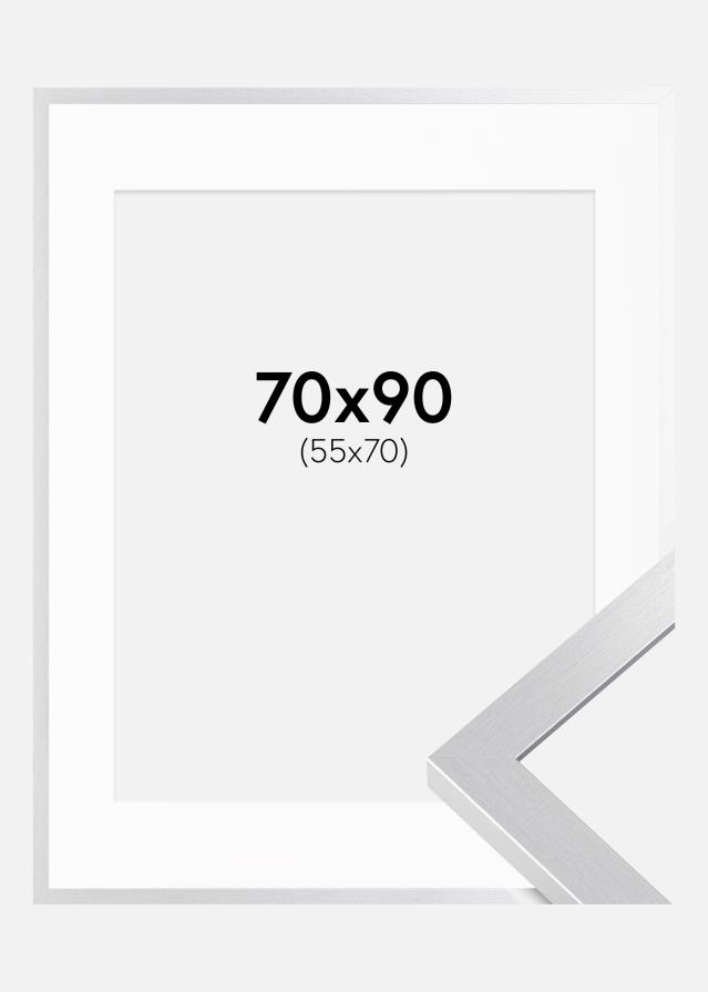 Ram med passepartou Frame Selection Silver 70x90 cm - Picture Mount White 56x71 cm