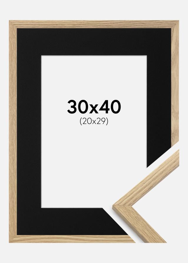 Ram med passepartou Frame Trendy Oak 30x40 cm - Picture Mount Black 21x30 cm
