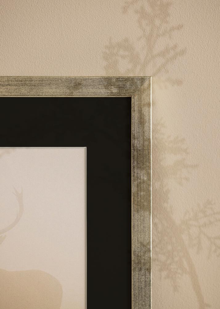 Ram med passepartou Frame Stilren Silver 18x24 cm - Picture Mount Black 13x18 cm