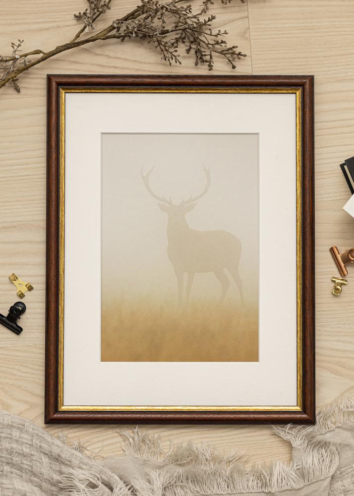 Ram med passepartou Frame Siljan Brown 45x45 cm - Mounts White 14x14 inches