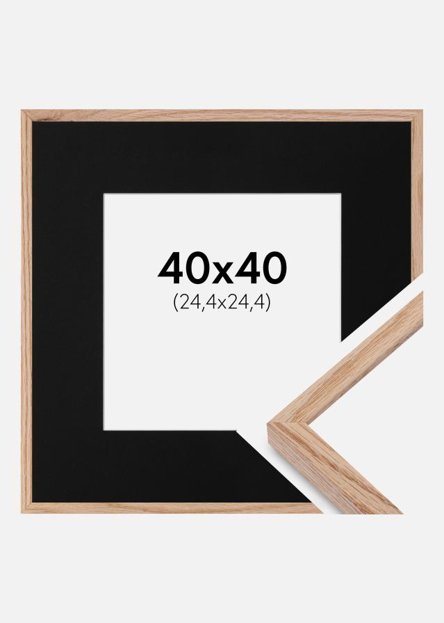 Ram med passepartou Frame E-Line Oak 40x40 cm - Picture Mount Black 10x10 inches