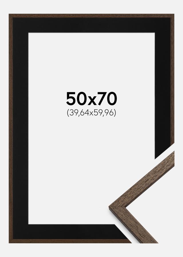 Ram med passepartou Frame Edsbyn Walnut 50x70 cm - Picture Mount Black 16x24 inches