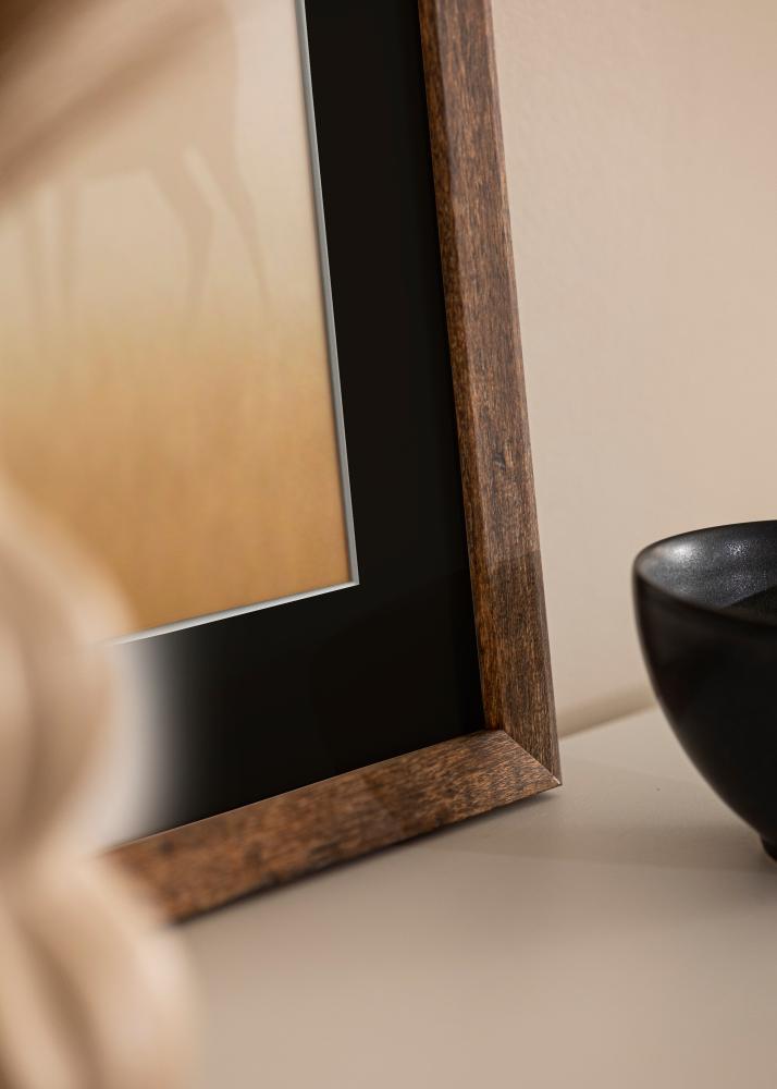 Ram med passepartou Frame Fiorito Washed Oak 60x80 cm - Picture Mount Black 50x70 cm