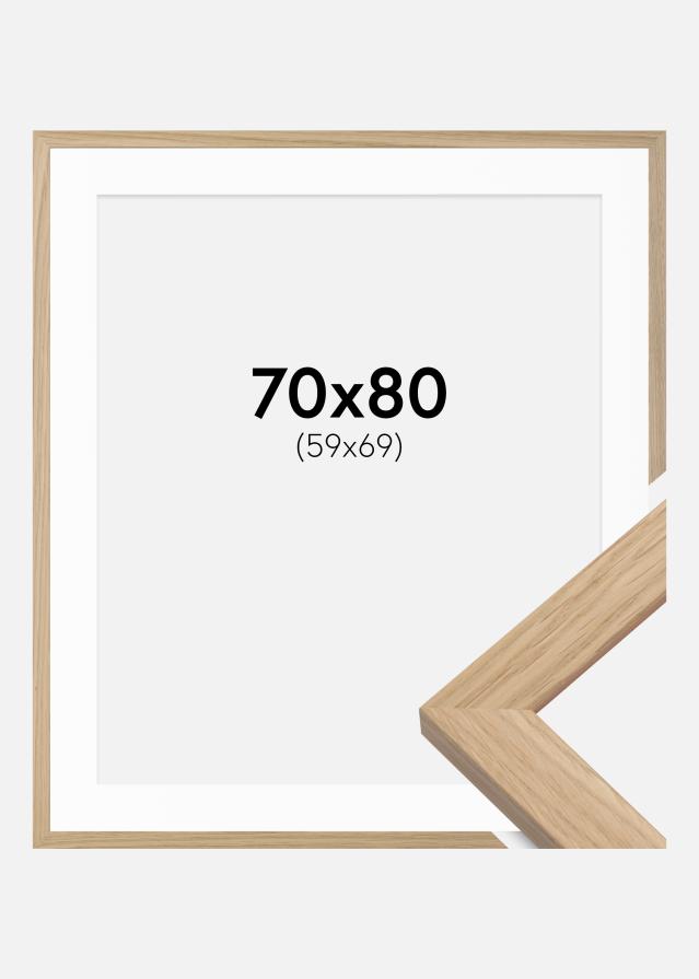 Ram med passepartou Frame Oak Wood 70x80 cm - Picture Mount White 60x70 cm