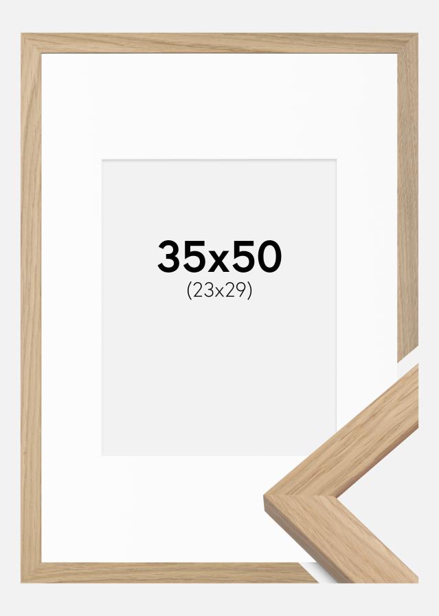 Ram med passepartou Frame Oak Wood 35x50 cm - Picture Mount White 24x30 cm