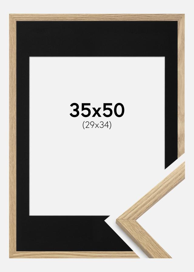 Ram med passepartou Frame Trendy Oak 35x50 cm - Picture Mount Black 30x35 cm