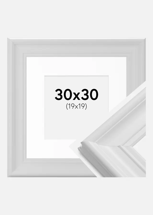 Ram med passepartou Frame Mora Premium White 30x30 cm - Picture Mount White 20x20 cm