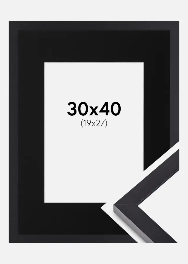 Ram med passepartou Frame Selection Black 30x40 cm - Picture Mount Black 20x28 cm