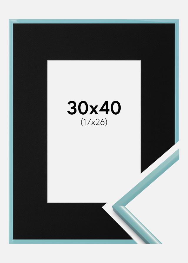 Ram med passepartou Frame New Lifestyle Turquoise 30x40 cm - Picture Mount Black 18x27 cm