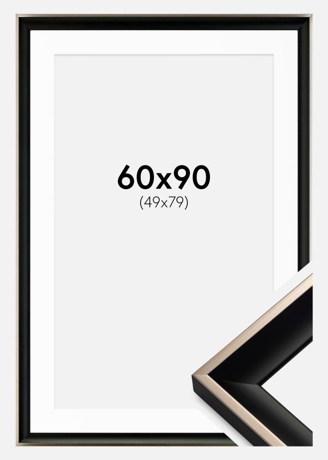 Ram med passepartou Frame Öjaren Black-Silver 60x90 cm - Picture Mount White 50x80 cm