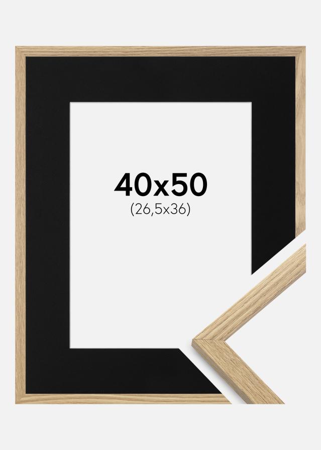 Ram med passepartou Frame Trendy Oak 40x50 cm - Picture Mount Black 27.5x37 cm
