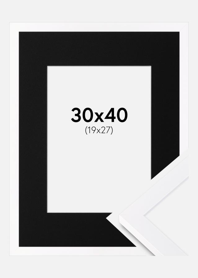 Ram med passepartou Frame Selection White 30x40 cm - Picture Mount Black 20x28 cm