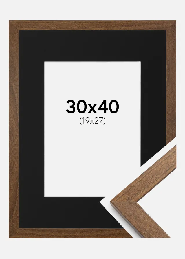 Ram med passepartou Frame Stilren Warm Brown 30x40 cm - Picture Mount Black 20x28 cm