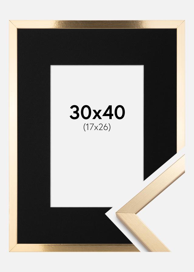 Ram med passepartou Frame Trendy Gold 30x40 cm - Picture Mount Black 18x27 cm