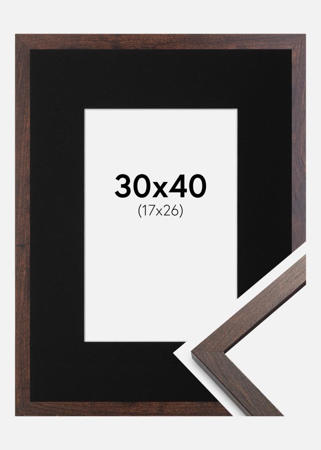 Ram med passepartou Frame Trendy Walnut 30x40 cm - Picture Mount Black 18x27 cm
