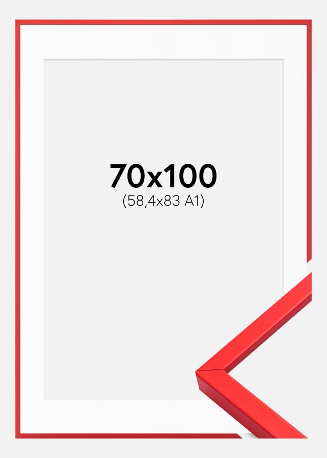 Ram med passepartou Frame E-Line Red 70x100 cm - Picture Mount White 59,4x84 cm (A1)