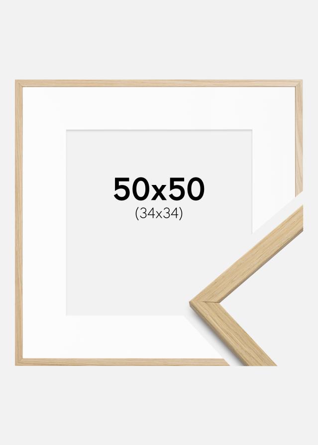 Ram med passepartou Frame Edsbyn Oak 50x50 cm - Picture Mount White 35x35 cm
