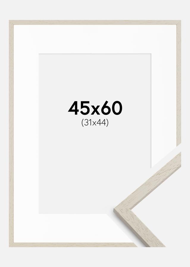 Ram med passepartou Frame Edsbyn Sand 45x60 cm - Picture Mount White 32x45 cm