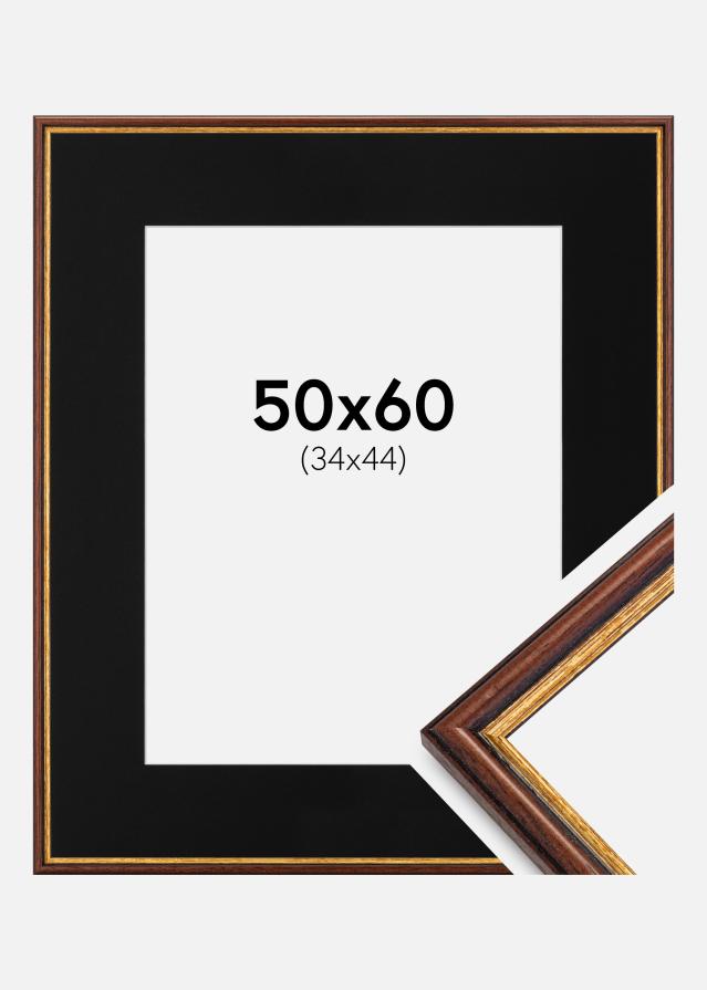 Ram med passepartou Frame Horndal Brown 50x60 cm - Picture Mount Black 35x45 cm