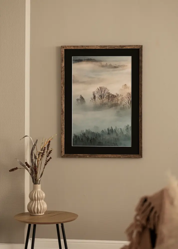 Ram med passepartou Frame Fiorito Washed Oak 60x80 cm - Picture Mount Black 50x70 cm